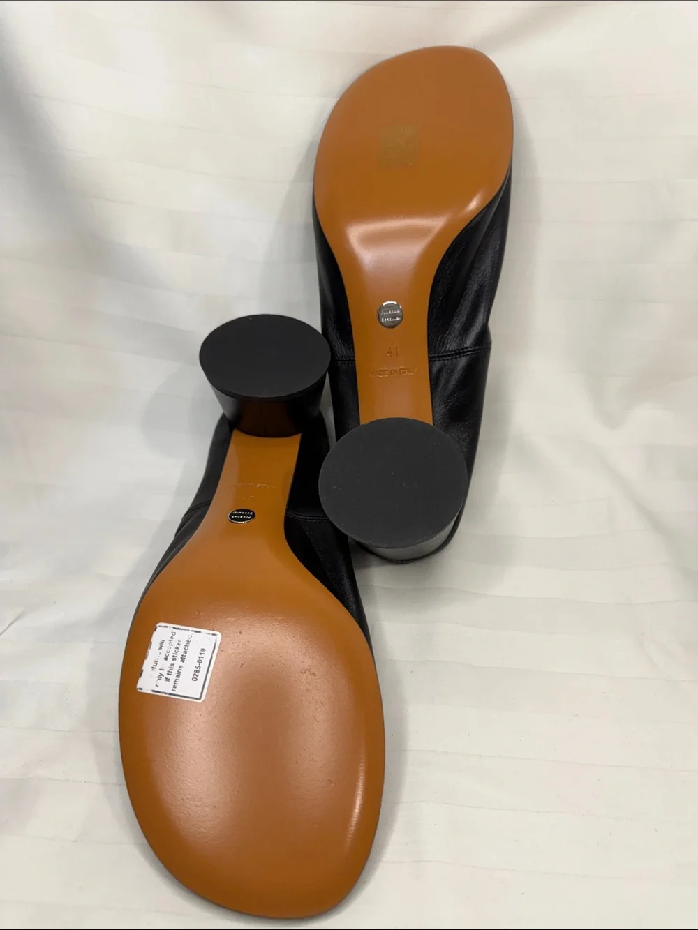 Proenza Schouler Black Leather Ballet Pumps Block Heel Size 41